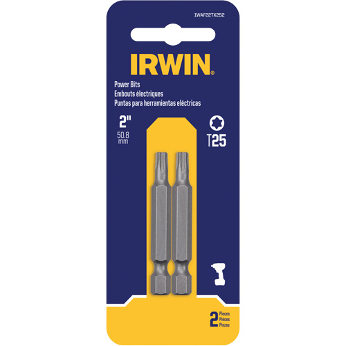 Power Bits, Torx, T-20 Tip, 1/4" Drive Size, 2" Length Equipex