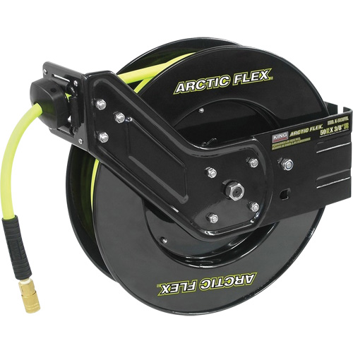 Retractable Hose Reel with Hybrid Polymer Hose, Air, 3/8" x 50', Single Hose, 300 psi Equipex