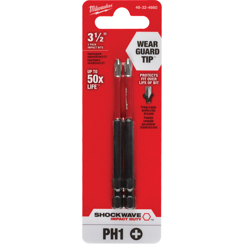Shockwave Impact Duty Screwdriver Bit, Phillips, #1 Tip, 1/4" Drive Size, 3-1/2" Length Equipex
