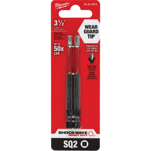 Shockwave Impact Duty Screwdriver Bit, Square, #2 Tip, 1/4" Drive Size, 3-1/2" Length Equipex