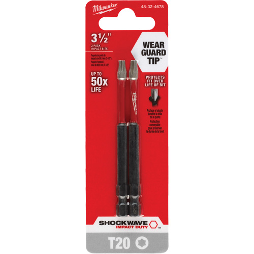 Shockwave Impact Duty Screwdriver Bit, Torx, T-20 Tip, 1/4" Drive Size, 3-1/2" Length Equipex