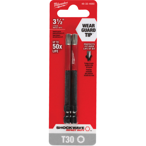 Shockwave Impact Duty Screwdriver Bit, Torx, T-30 Tip, 1/4" Drive Size, 3-1/2" Length Equipex