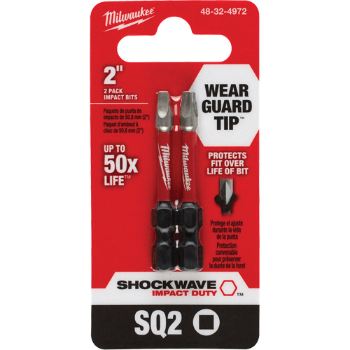 Shockwave Impact Duty Screwdriver Bit, Square, #2, 1/4" Drive Equipex