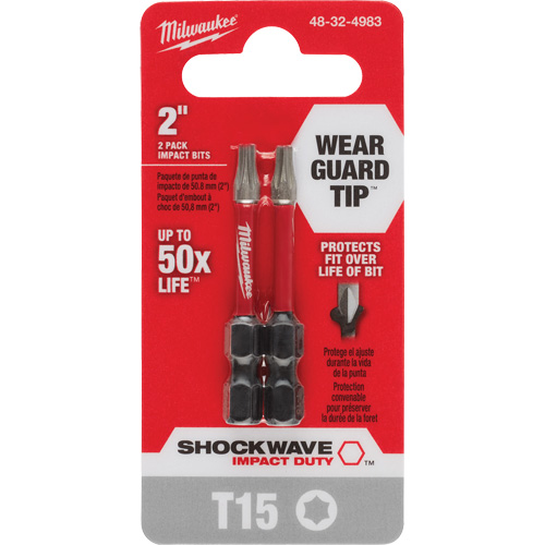 Embout de tournevis Shockwave Impact Duty, Torx, T-15, Prise 1/4" Equipex