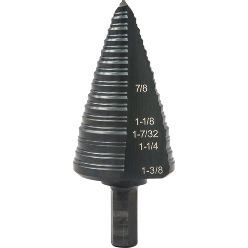 #12 Multi-Hole Step Drill Bit, 7/8" - 1-3/8" , 1/16" Increments, High Speed Steel Equipex