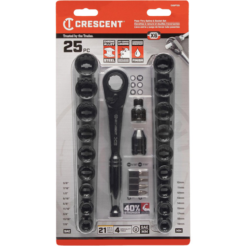 Mechanic's Tool Set, 25 Pcs, 3/8" Drive Size Equipex