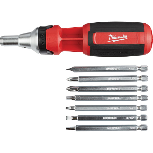 Tournevis &agrave; rochet 9 en 1 avec embouts multiples &agrave; carr&eacute; conducteur, 9-1/10" lo, Prise Coussin&eacute;e Equipex