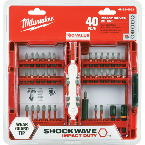 Jeu de 40 embouts de visseuse &agrave; percussion Shockwave Impact-Duty Equipex