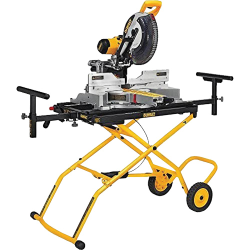 Scie &agrave; onglets combin&eacute;s coulissante &agrave; double biseau avec support roulant robuste Equipex