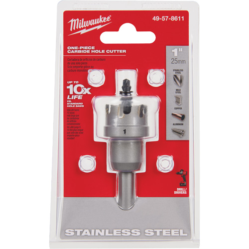 One-Piece Carbide Hole Cutters, 1", 3/16" Depth of Cut Equipex