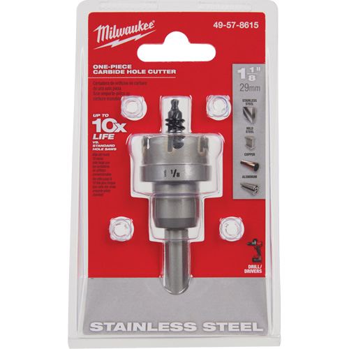 One-Piece Carbide Hole Cutters, 1-1/8", 3/16" Depth of Cut Equipex
