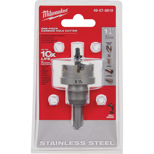 One-Piece Carbide Hole Cutters, 1-1/4", 3/16" Depth of Cut Equipex