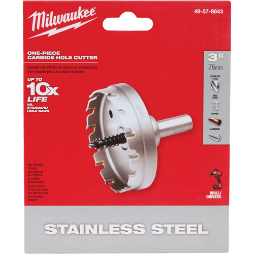 One-Piece Carbide Hole Cutters, 3", 3/16" Depth of Cut Equipex