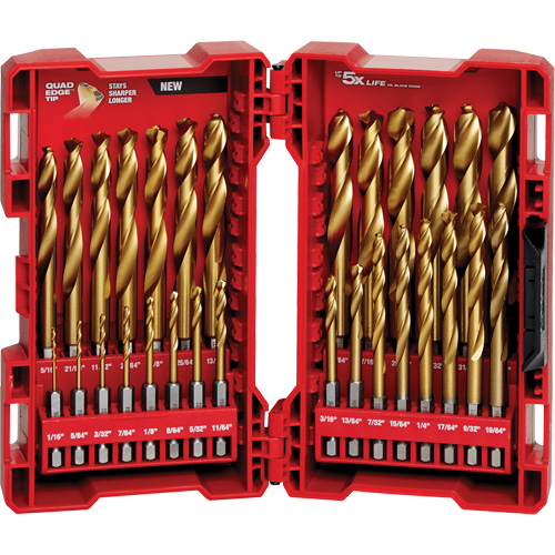Jeu de forets Shockwave Red Helix, 29 morceaux, Titane Equipex