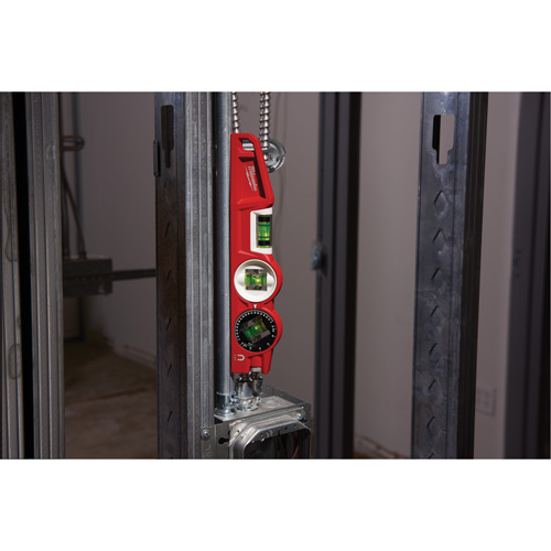 Die Cast Torpedo Level with 360 Degree Locking Vial, 10" L, Aluminum, 3 Vials, Magnetic Equipex