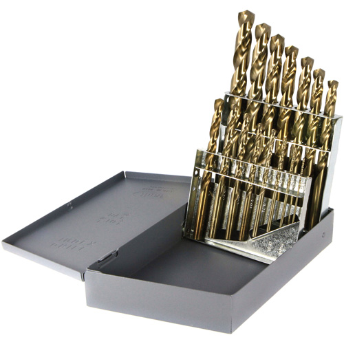 Jeu de forets courts &agrave; usage intensif DRILLCO, 15 morceaux, Cobalt Equipex