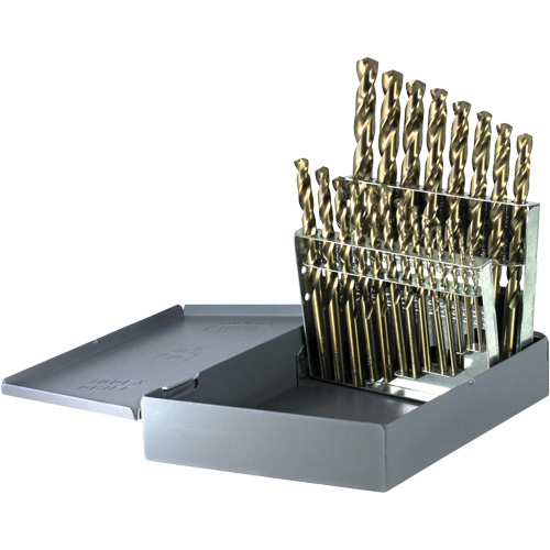 DRILLCO Heavy-Duty Jobber Length Drill Bit Set, 21 Pieces, Cobalt Equipex