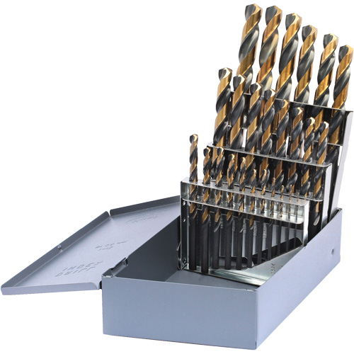 Jeu de forets m&eacute;triques courts DRILLCO, 25 morceaux, Acier rapide Equipex