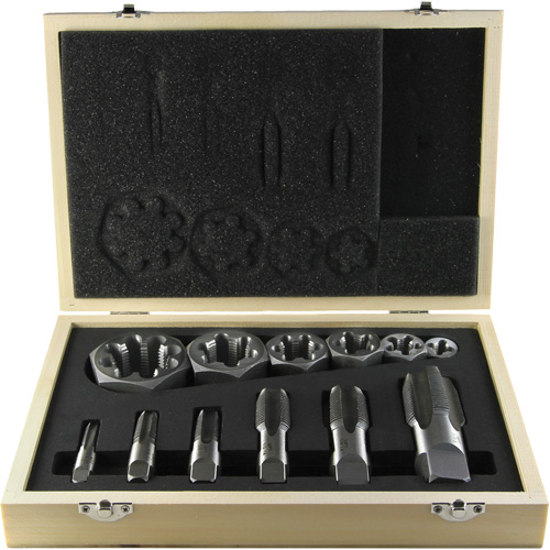 Jeu de tarauds pour tuyau Drillco, 12 Morcea Equipex