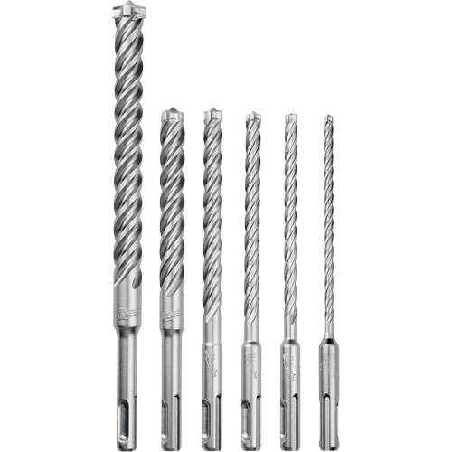 Trousse de forets &agrave; 4 cannelures pour perceuse &agrave; percussion MX4, 6 morceaux, Carbure Equipex