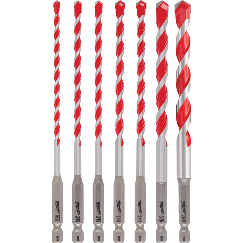 Jeu de forets pour perceuse &agrave; percussion Shockwave, 7 morceaux, Carbure Equipex