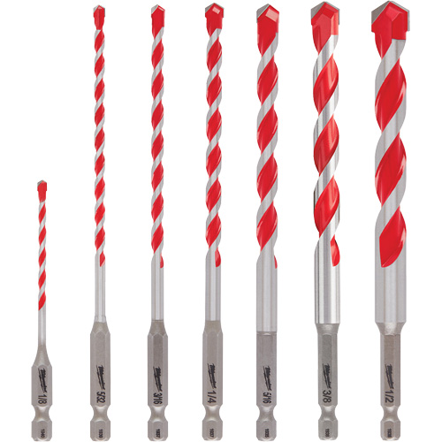 Grand jeu de forets pour perceuse &agrave; percussion Shockwave, 7 morceaux, Carbure Equipex