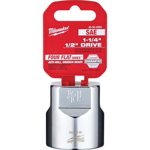 SAE Socket with Four Flat Sides, 1-1/4", 1/2" Drive, 6 Points Equipex