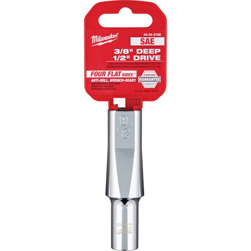 Douille SAE avec c&ocirc;t&eacute;s Four Flats, 3/8", Prise 1/2", 6 pans, Profond Equipex