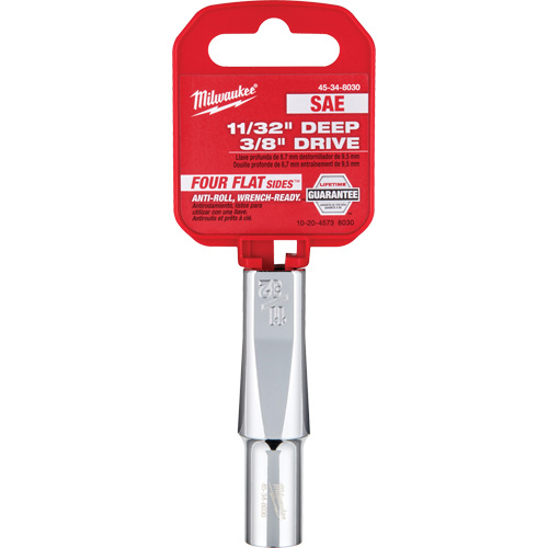 SAE Socket with Four Flat Sides, 11/32", 3/8" Drive, 6 Points, Deep Equipex