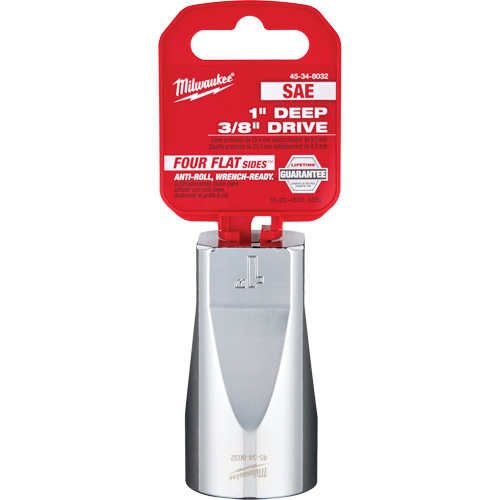 Douille SAE avec c&ocirc;t&eacute;s Four Flats, 1", Prise 3/8", 6 pans, Profond Equipex