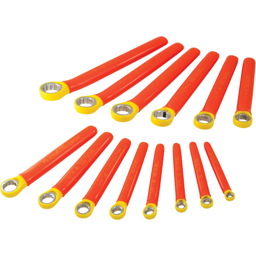 Insulated 12 Point SAE Box End Wrench Set, 1000 V, 14 Pcs Equipex
