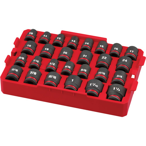 Jeu de douilles profondes 3/8" Shockwave Impact Duty Packout, 27 Mcx, Chocs, Prise de 1/2" Equipex