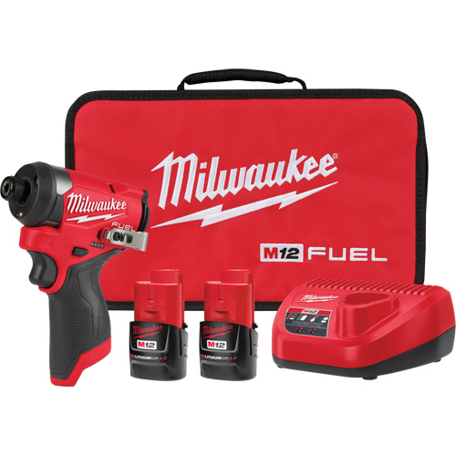M12 Fuel Hex Impact Driver Kit, 1/4", 1500 in-lbs Max. Torque, 12 V, Lithium-Ion Equipex