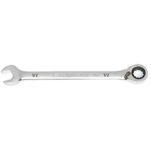 90-Tooth Reversible Ratcheting Wrench, 12 Point, 1/2", Chrome/Polished Finish Equipex