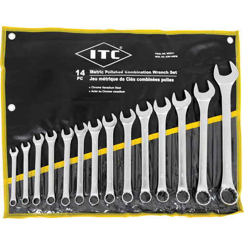 ICW-14PM Polished Wrench Set, Combination, 14 Pieces, Metric Equipex