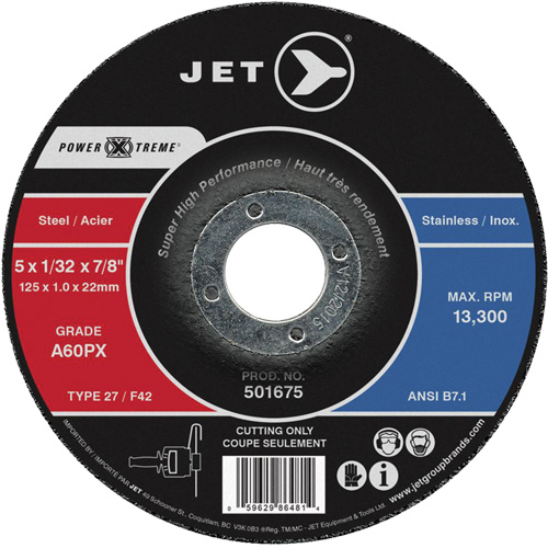 A60PX Power-Xtreme Cut-Off Wheel, 6" x 3/64", 7/8" Arbor, Type 27, 10200 RPM Equipex