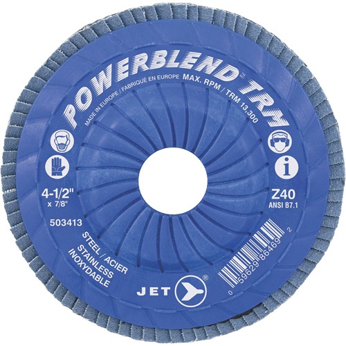 PowerBlend Trimmable Flap Disc, 5" x 7/8", Type 29, Z40 Grit, Zirconia Alumina Equipex