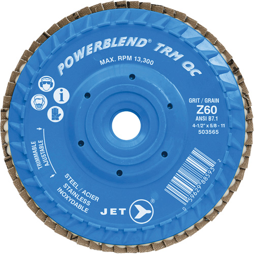 Disque &agrave; feuillets PowerBlend TRM QC ajustable, 5" x 5/8"-11, Type 27, Grain Z60, Alumine de zirconium Equipex