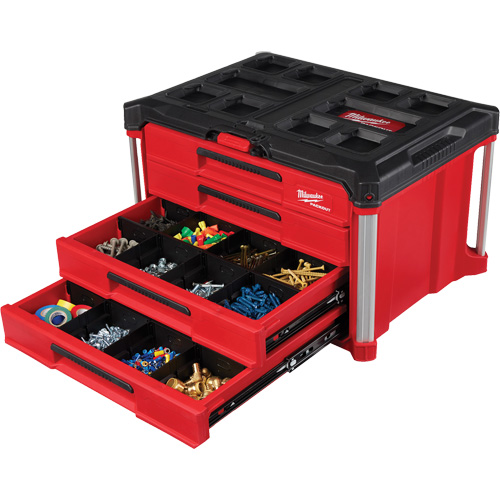 PackOut 4-Drawer Tool Box, 16-3/10" x 22-1/5" x 14-3/10", Red Equipex