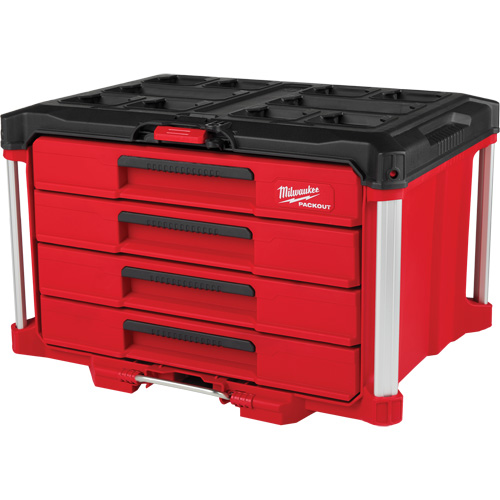 PackOut 4-Drawer Tool Box, 16-3/10" x 22-1/5" x 14-3/10", Red Equipex