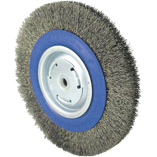 Crimped Wire Wheel Brushes, 8" Dia., 0.014" Fill, 1/2" - 5/8" - 2 Arbor Equipex