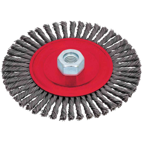 Stringer Bead Brushes for Angle Grinders, 6" Dia., 0.02" Fill, 5/8"-11 Arbor, Steel Equipex