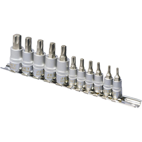 SS1438-11T Chrome Socket Bit Sets, Torx&reg;, 1/4"/3/8" Drive, 10 Pcs Equipex