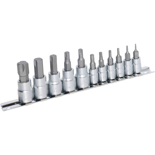 JHBS-11M Hextractor Metric Bit Socket Set, Hex, 1/4"/3/8" Drive, 11 Pcs Equipex