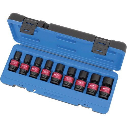 PSU912M Universal Socket Sets, 9 Pcs, Impact, 1/2" Drive Size Equipex