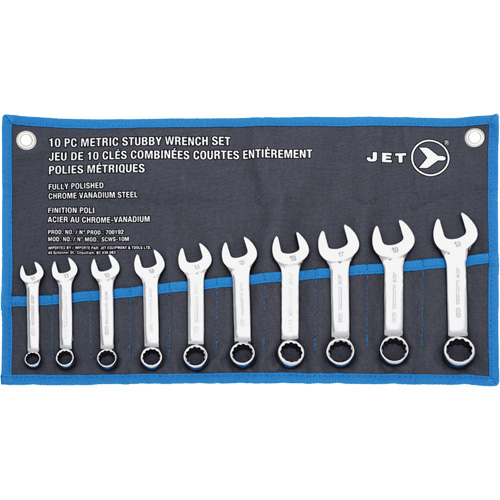 SCWS-10M Stubby Wrench Sets, Combination, 10 Pieces, Metric Equipex