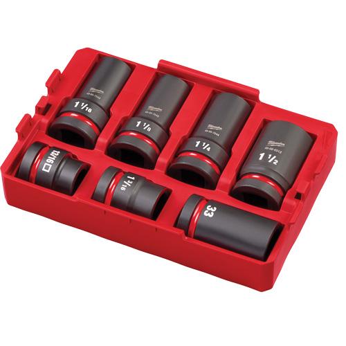 Packout Shockwave Impact Duty Metric & SAE Wheel Service Socket Set, 7 Pieces, 1" Drive Size Equipex