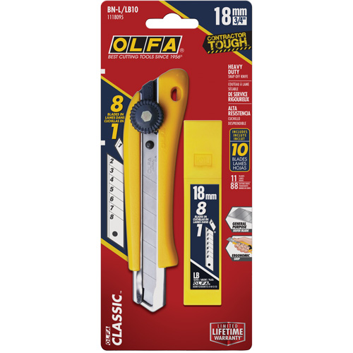 Heavy-Duty Utility Knife with Replacement Blades, 18 mm, Stainless Steel Blade Equipex
