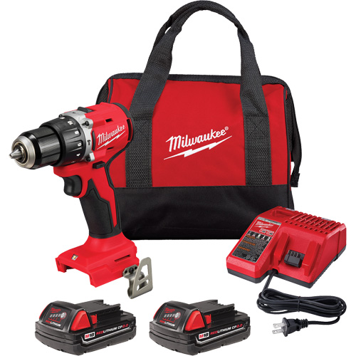 M18 Compact Brushless Hammer Drill/Driver Kit, Lithium-Ion, 18 V, 1/2" Chuck, 550 in-lbs Torque Equipex
