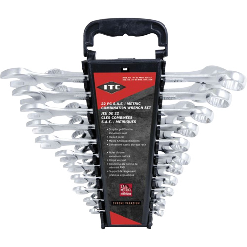ICW-22SM Wrench Set, Combination, 22 Pieces, Imperial and Metric Equipex